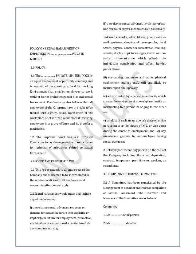 scope of sexual harassment Scope of sexual harassment